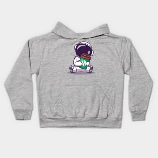 Cute Astronaut Holding Coffee Cup Kids Hoodie